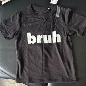 Black Kids T-Shirt with 'bruh' Print